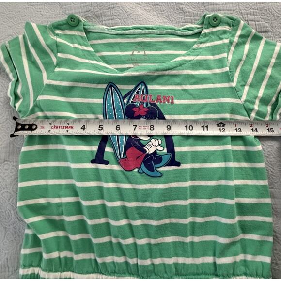 Disney Girl's Aulani Resort Minnie Mouse Green White Striped Dress Sz XL - Picture 6 of 8
